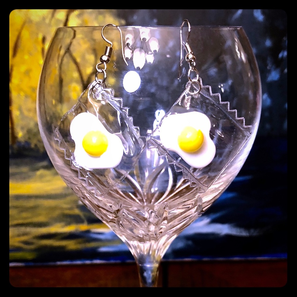 3 for $15 - Sunny Side Up Fried Egg Earrings